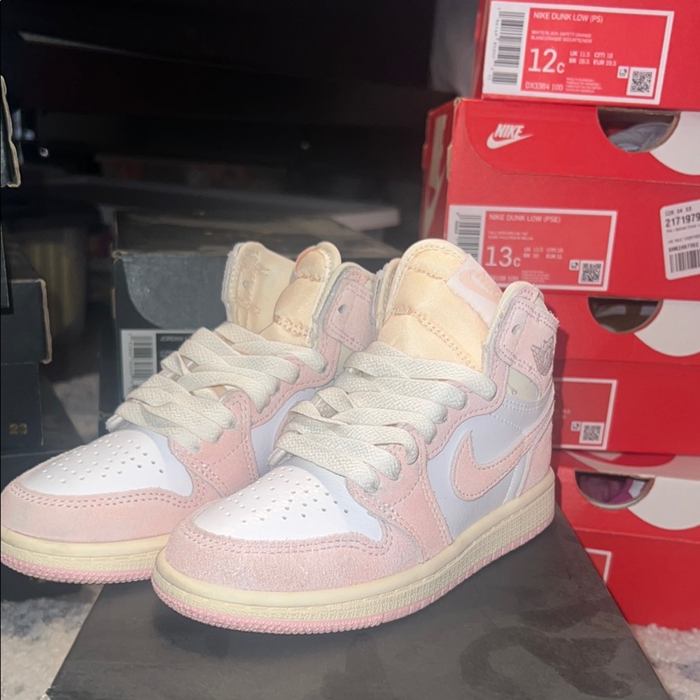 Nike Air Jordan 1 Low Pink and White Sneakers